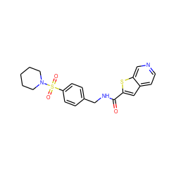 O=C(NCc1ccc(S(=O)(=O)N2CCCCC2)cc1)c1cc2ccncc2s1 ZINC000096282797