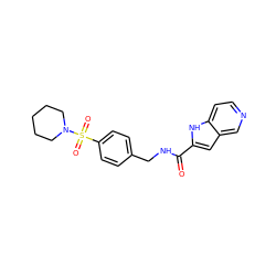 O=C(NCc1ccc(S(=O)(=O)N2CCCCC2)cc1)c1cc2cnccc2[nH]1 ZINC000095920764