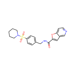 O=C(NCc1ccc(S(=O)(=O)N2CCCCC2)cc1)c1cc2cnccc2o1 ZINC000096282800