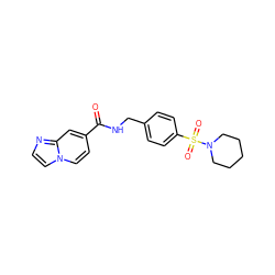 O=C(NCc1ccc(S(=O)(=O)N2CCCCC2)cc1)c1ccn2ccnc2c1 ZINC000096282788