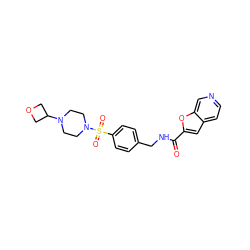 O=C(NCc1ccc(S(=O)(=O)N2CCN(C3COC3)CC2)cc1)c1cc2ccncc2o1 ZINC000103241097