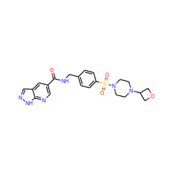 O=C(NCc1ccc(S(=O)(=O)N2CCN(C3COC3)CC2)cc1)c1cnc2[nH]ncc2c1 ZINC000169342468