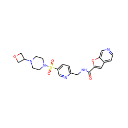 O=C(NCc1ccc(S(=O)(=O)N2CCN(C3COC3)CC2)cn1)c1cc2ccncc2o1 ZINC000224977195