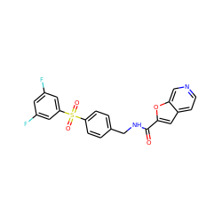 O=C(NCc1ccc(S(=O)(=O)c2cc(F)cc(F)c2)cc1)c1cc2ccncc2o1 ZINC000096282767