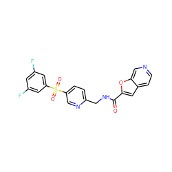 O=C(NCc1ccc(S(=O)(=O)c2cc(F)cc(F)c2)cn1)c1cc2ccncc2o1 ZINC000206007578