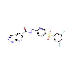 O=C(NCc1ccc(S(=O)(=O)c2cc(F)cc(F)c2)cn1)c1cnc2[nH]ncc2c1 ZINC000206004425