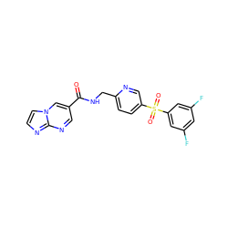 O=C(NCc1ccc(S(=O)(=O)c2cc(F)cc(F)c2)cn1)c1cnc2nccn2c1 ZINC000206004458