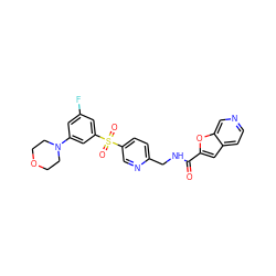 O=C(NCc1ccc(S(=O)(=O)c2cc(F)cc(N3CCOCC3)c2)cn1)c1cc2ccncc2o1 ZINC000223400626