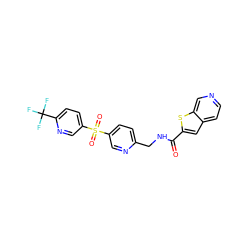 O=C(NCc1ccc(S(=O)(=O)c2ccc(C(F)(F)F)nc2)cn1)c1cc2ccncc2s1 ZINC001772615041