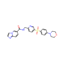 O=C(NCc1ccc(S(=O)(=O)c2ccc(N3CCOCC3)cc2)cn1)c1ccc2nccn2c1 ZINC000206013374