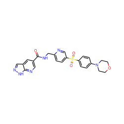 O=C(NCc1ccc(S(=O)(=O)c2ccc(N3CCOCC3)cc2)cn1)c1cnc2[nH]ncc2c1 ZINC000223398501