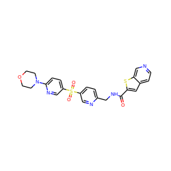 O=C(NCc1ccc(S(=O)(=O)c2ccc(N3CCOCC3)nc2)cn1)c1cc2ccncc2s1 ZINC000223399909