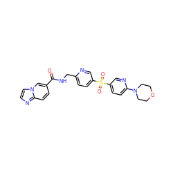 O=C(NCc1ccc(S(=O)(=O)c2ccc(N3CCOCC3)nc2)cn1)c1ccc2nccn2c1 ZINC000206013433