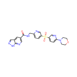 O=C(NCc1ccc(S(=O)(=O)c2ccc(N3CCOCC3)nc2)cn1)c1cnc2[nH]ncc2c1 ZINC000223402901