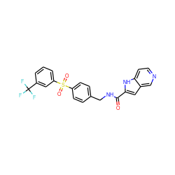 O=C(NCc1ccc(S(=O)(=O)c2cccc(C(F)(F)F)c2)cc1)c1cc2cnccc2[nH]1 ZINC000096282775