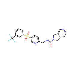 O=C(NCc1ccc(S(=O)(=O)c2cccc(C(F)(F)F)c2)cn1)N1Cc2ccncc2C1 ZINC000223398416