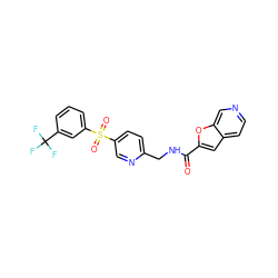 O=C(NCc1ccc(S(=O)(=O)c2cccc(C(F)(F)F)c2)cn1)c1cc2ccncc2o1 ZINC000299856015