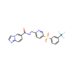 O=C(NCc1ccc(S(=O)(=O)c2cccc(C(F)(F)F)c2)cn1)c1ccc2nccn2c1 ZINC000206007662