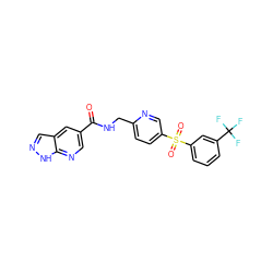 O=C(NCc1ccc(S(=O)(=O)c2cccc(C(F)(F)F)c2)cn1)c1cnc2[nH]ncc2c1 ZINC000206009835