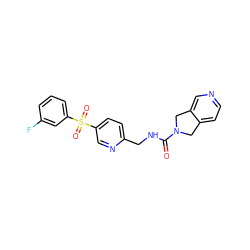 O=C(NCc1ccc(S(=O)(=O)c2cccc(F)c2)cn1)N1Cc2ccncc2C1 ZINC001772640115