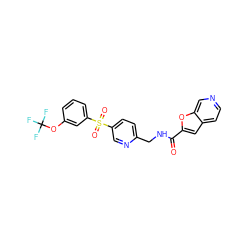 O=C(NCc1ccc(S(=O)(=O)c2cccc(OC(F)(F)F)c2)cn1)c1cc2ccncc2o1 ZINC001772623220