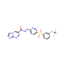 O=C(NCc1ccc(S(=O)(=O)c2cccc(OC(F)(F)F)c2)cn1)c1cnc2nccn2c1 ZINC001772571629