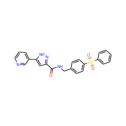 O=C(NCc1ccc(S(=O)(=O)c2ccccc2)cc1)c1cc(-c2cccnc2)[nH]n1 ZINC000096282780