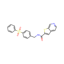 O=C(NCc1ccc(S(=O)(=O)c2ccccc2)cc1)c1cc2ccncc2s1 ZINC000096282796