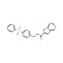 O=C(NCc1ccc(S(=O)(=O)c2ccccc2)cc1)c1cc2cnccc2[nH]1 ZINC000095920881