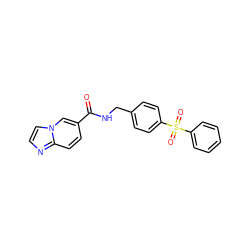 O=C(NCc1ccc(S(=O)(=O)c2ccccc2)cc1)c1ccc2nccn2c1 ZINC000096282791