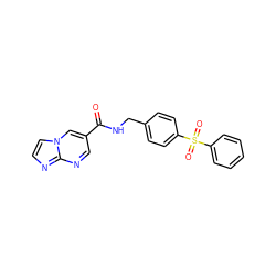 O=C(NCc1ccc(S(=O)(=O)c2ccccc2)cc1)c1cnc2nccn2c1 ZINC000096282786