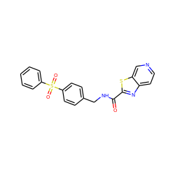 O=C(NCc1ccc(S(=O)(=O)c2ccccc2)cc1)c1nc2ccncc2s1 ZINC000096282792