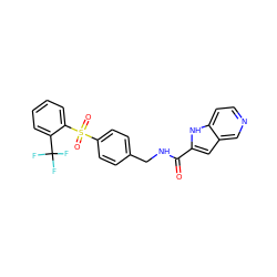 O=C(NCc1ccc(S(=O)(=O)c2ccccc2C(F)(F)F)cc1)c1cc2cnccc2[nH]1 ZINC000096282776