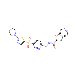 O=C(NCc1ccc(S(=O)(=O)c2cnc(N3CCCC3)s2)cn1)c1cc2ccncc2o1 ZINC000224967858