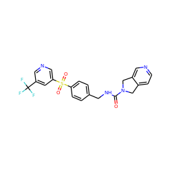 O=C(NCc1ccc(S(=O)(=O)c2cncc(C(F)(F)F)c2)cc1)N1Cc2ccncc2C1 ZINC000096283104