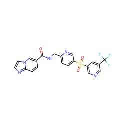 O=C(NCc1ccc(S(=O)(=O)c2cncc(C(F)(F)F)c2)cn1)c1ccc2nccn2c1 ZINC000205978420