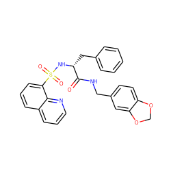 O=C(NCc1ccc2c(c1)OCO2)[C@@H](Cc1ccccc1)NS(=O)(=O)c1cccc2cccnc12 ZINC000020995028