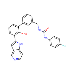 O=C(NCc1cccc(-c2cccc(-c3cc4cnccc4[nH]3)c2O)c1)Nc1ccc(F)cc1 ZINC000101505389