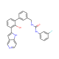 O=C(NCc1cccc(-c2cccc(-c3cc4cnccc4[nH]3)c2O)c1)Nc1cccc(F)c1 ZINC000101408078