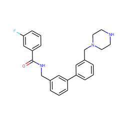 O=C(NCc1cccc(-c2cccc(CN3CCNCC3)c2)c1)c1cccc(F)c1 ZINC000040953937