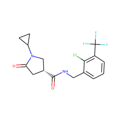 O=C(NCc1cccc(C(F)(F)F)c1Cl)[C@@H]1CC(=O)N(C2CC2)C1 ZINC000043205882