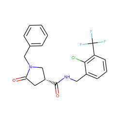 O=C(NCc1cccc(C(F)(F)F)c1Cl)[C@@H]1CC(=O)N(Cc2ccccc2)C1 ZINC000043205878