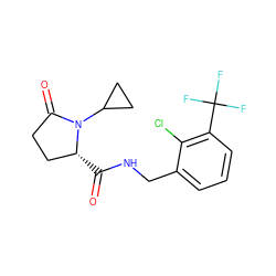 O=C(NCc1cccc(C(F)(F)F)c1Cl)[C@@H]1CCC(=O)N1C1CC1 ZINC000095565483