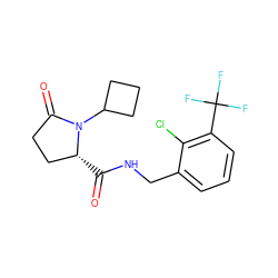 O=C(NCc1cccc(C(F)(F)F)c1Cl)[C@@H]1CCC(=O)N1C1CCC1 ZINC000095565248