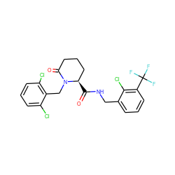 O=C(NCc1cccc(C(F)(F)F)c1Cl)[C@@H]1CCCC(=O)N1Cc1c(Cl)cccc1Cl ZINC000095565466