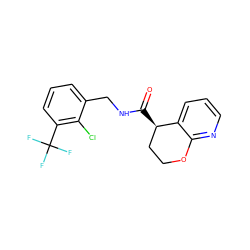 O=C(NCc1cccc(C(F)(F)F)c1Cl)[C@@H]1CCOc2ncccc21 ZINC000205619160