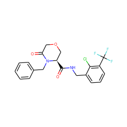 O=C(NCc1cccc(C(F)(F)F)c1Cl)[C@@H]1COCC(=O)N1Cc1ccccc1 ZINC000095565089