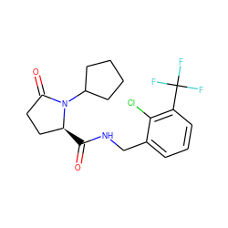 O=C(NCc1cccc(C(F)(F)F)c1Cl)[C@H]1CCC(=O)N1C1CCCC1 ZINC000095565327