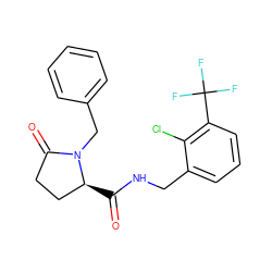 O=C(NCc1cccc(C(F)(F)F)c1Cl)[C@H]1CCC(=O)N1Cc1ccccc1 ZINC000095565682