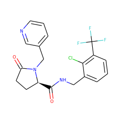 O=C(NCc1cccc(C(F)(F)F)c1Cl)[C@H]1CCC(=O)N1Cc1cccnc1 ZINC000095565561